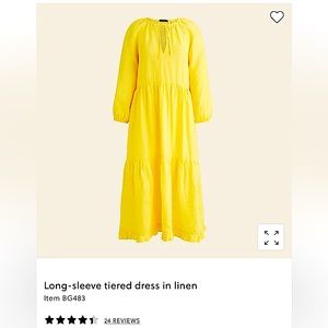 NWT! J. Crew Long-sleeve tiered dress in linen!